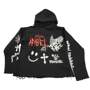 AngelsxDemonz Hoodie Sweatshirt Pants Set Unisex Small Black Graphic Distressed